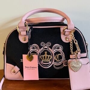 NWT Juicy Couture Juicy Lovers Club Bowler Bag in Black and Pink